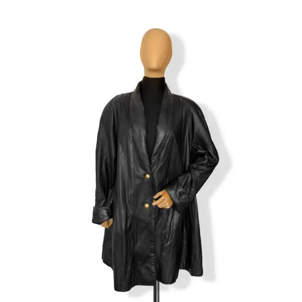 Abrigo negro de cuero - Image 4