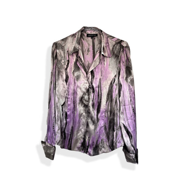 blusa vintage satinada manga larga