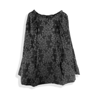 Falda larga en paño textura gris flores
