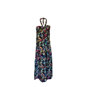 Vestido largo strapless estampado flores