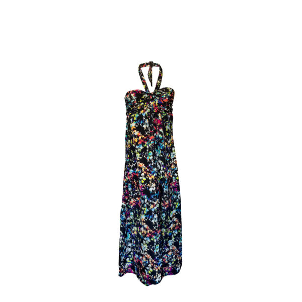 Vestido largo strapless estampado flores