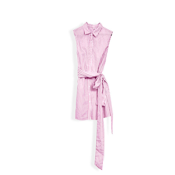 Vestido camisa blanco rosa