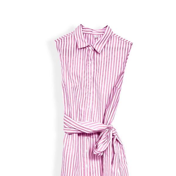 Vestido rosa con rayas blancas - Image 2